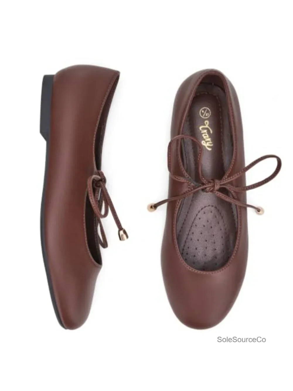 Lace Up Ballet Flats Women Mary Jane Shoes Round Toe Dressy Comfortable